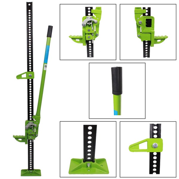 Farm-Jack Wagenheber mit langer Stange für maximale Hebelkraft, ideal für Offroad-Fahrzeuge und Werkstattarbeiten.