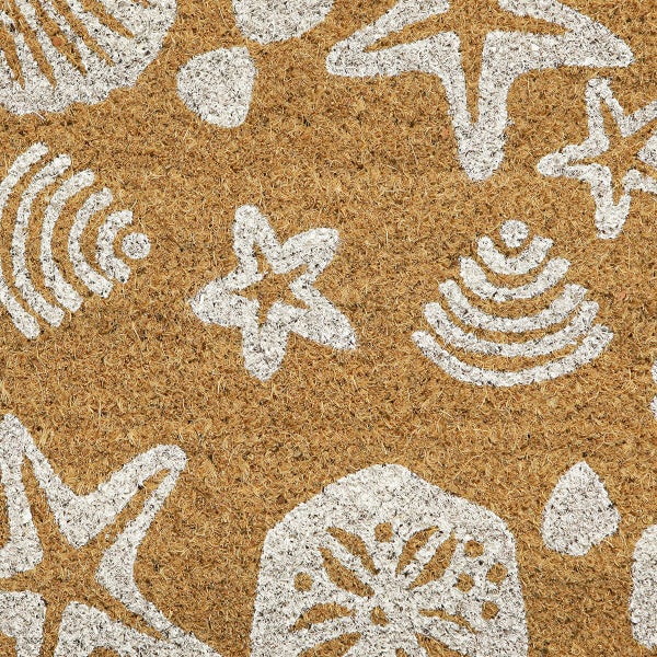 Fußmatte aus Kokosfaser mit Seestern- und Muschelmuster