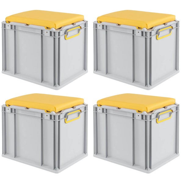 PROREGAL SparSet 4 x Eurobox NextGen Seat Box Gelb HxBxT 36,5 x 30 x 40 cm 30 Liter Griffe Geschlossen Eurobehälter Sitzbox Transportbox