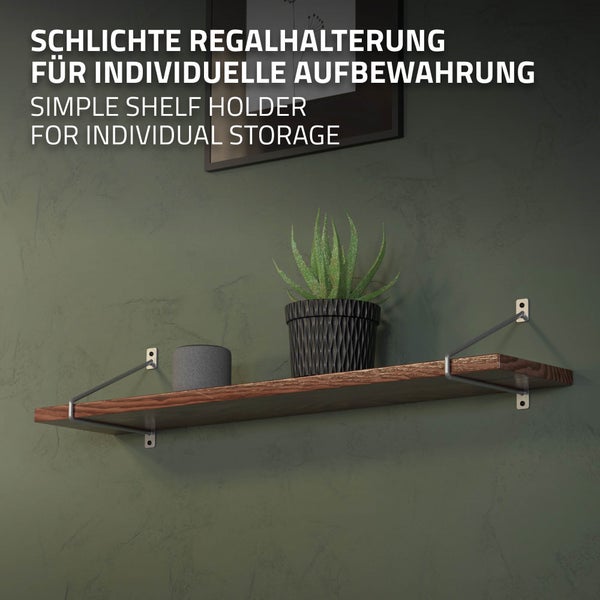 ML-Design 2 Stück Regalhalterung, 220 mm, Silber, aus Stahl, Haarnadel Regalhalterungen, Schwebe Regalwinkel, Hairpin Wandhalterung, Regalträger für Wandmontage, Industrielle Wandregal, Wandkonsole