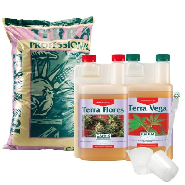 Canna Terra Profi Erde-Set – Komplettset mit 50L Premium-Erde, Terra Vega & Flores je 1L + Pipette – Für gesundes Wachstum & reiche Blüte