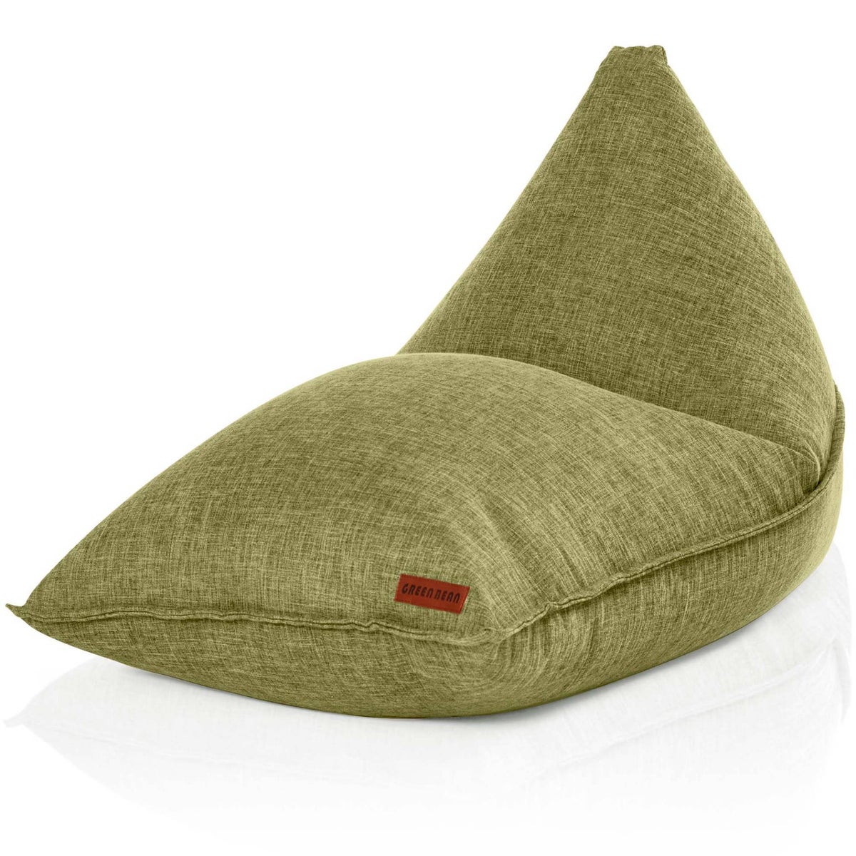 Green Bean© Sitzsack Triangle 150x100x100cm mit 220 Liter EPS-Perlen Füllung - Kuschelig Weich Waschbar - Drinnen Stoff Bodenkissen Liegekissen Sitzkissen - Grün