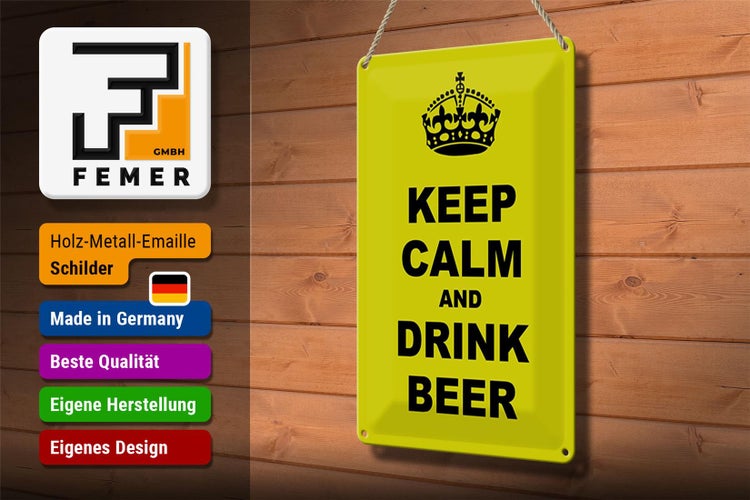 Blechschild Spruch 20x30cm keep calm and drink beer