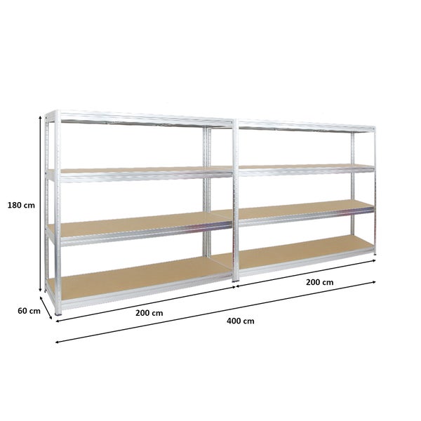PROREGAL Mega Deal 2x Schwerlastregal Dino HxBxT 180 x 200 x 60 cm Fachlast 500 kg Verzinkt