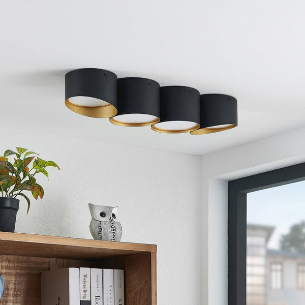 Lindby Deckenlampe Kianush (Modern) in Schwarz aus Metall (4 flammig, GU10 ) - Deckenleuchte Lampe Wohnzimmerleuchte