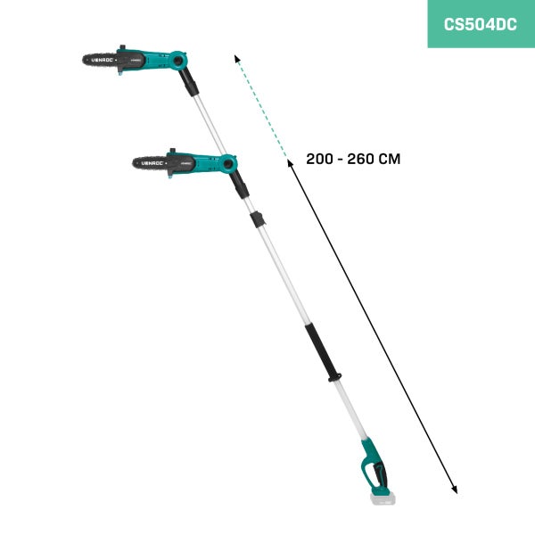 VONROC Hochentaster Teleskop Kettensäge Akku - Astschere Baumschere mit Teleskopstiel 20V - 200 bis 260cm - Ohne Akku und Ladegerät
