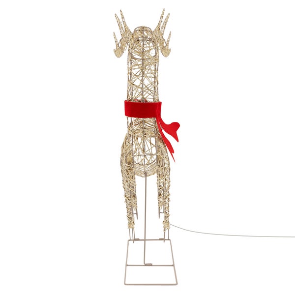 Weihnachtsrentier aus Metallgeflecht mit Schal als Dekoration für Innen und Außen
