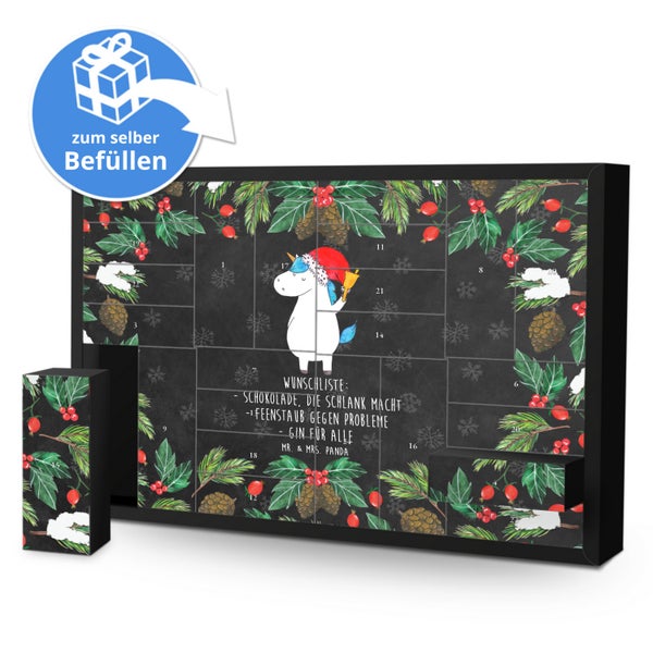 Mr. & Mrs. Panda Befüllbarer Adventskalender Einhorn Weihnachtsmann - Schwarz