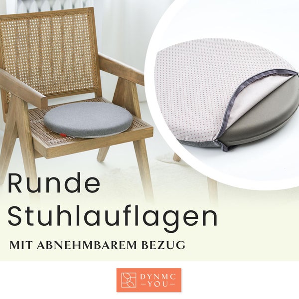 DYNMC you Sitzkissen Stuhl - Stuhlkissen 40x40 - Rund 4er Set Grau - Test SEHR GUT - INNOVATIONSPREIS ERGONOMIE - Mittelhart H3 - Sitzkissen Bank Memory Schaumstoff - Sitzpolster Stuhl - Stuhlauflage