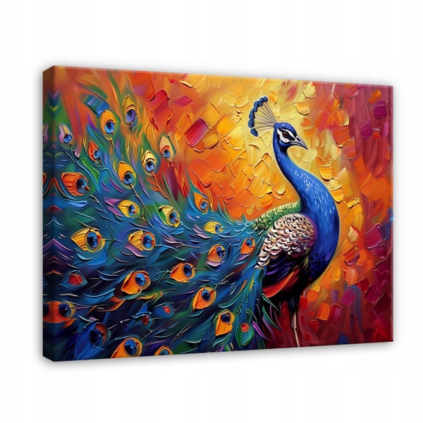 Leinwandbild Bunt Pfau Tiere Bilder Wohnzimmer 120X80 cm