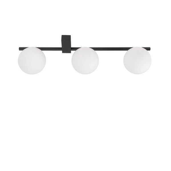 Deckenleuchte mit drei Glaskugeln und schwarzem Gestell