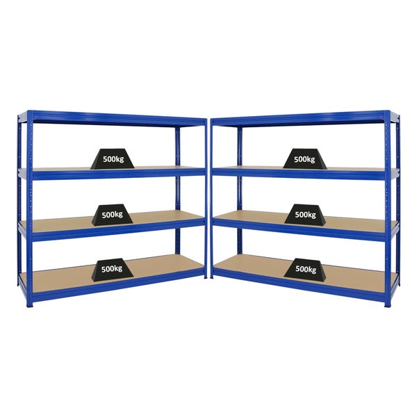 PROREGAL Mega Deal 2er-Sparset Profi-Schwerlastregal DINO HxBxT 180x180x60cm Fachlast 500kg Blau