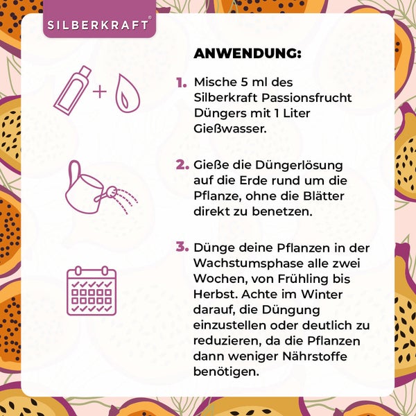 SILBERKRAFT Passionsfrucht Dünger – Für Maracuja & Passionsblume – 1 Liter