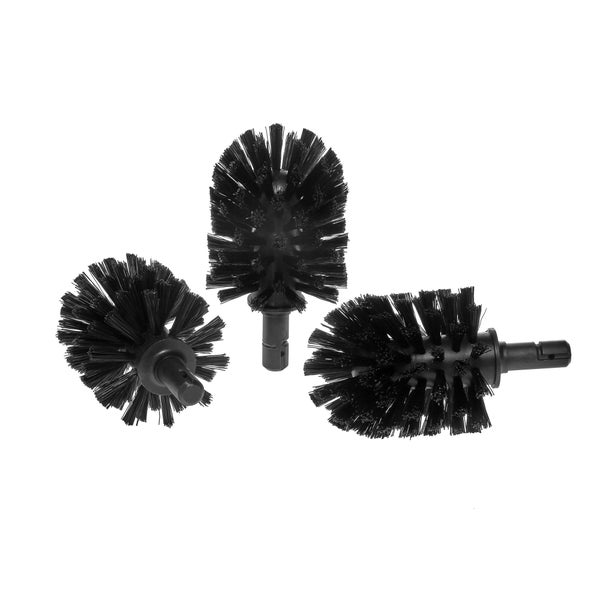 Drei Toilettenbürstenköpfe aus Kunststoff