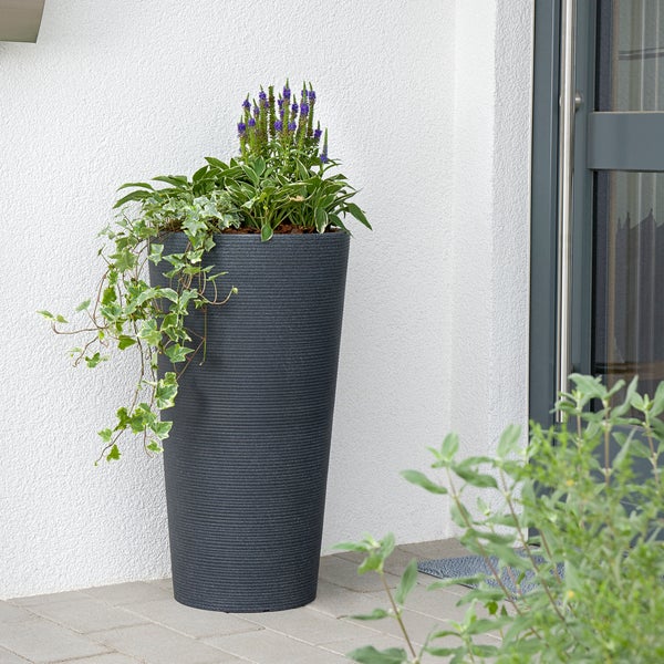 Scheurich Coneo High 70, Hochgefäß/Blumentopf/Pflanzkübel, rund,  aus Kunststoff Farbe: Schwarz-Granit, 38,8 cm Durchmesser, 70 cm hoch, 27 l Vol.