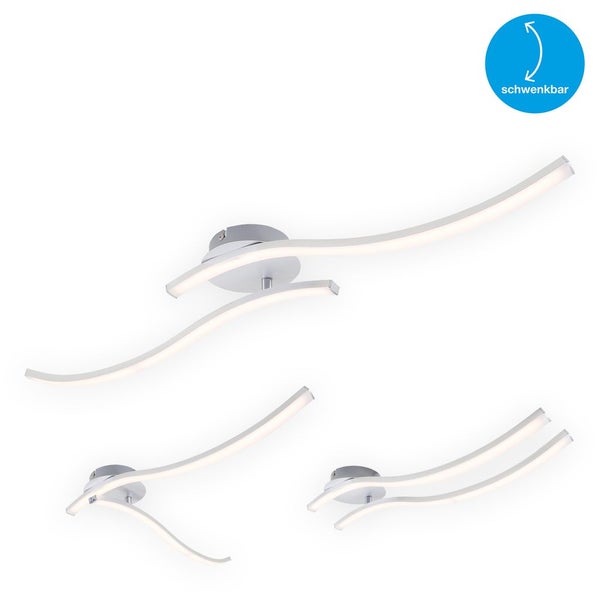 LED Deckenleuchte 2-flammig 1.400 Lumen 3.000 Kelvin 18 W Alu-Finish Briloner