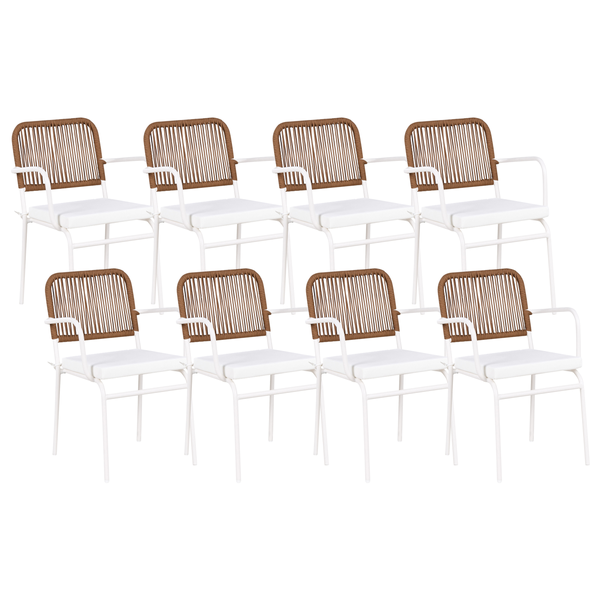 Set mit 8 Stühlen und Sitzkissen TACENO Metall Weiß