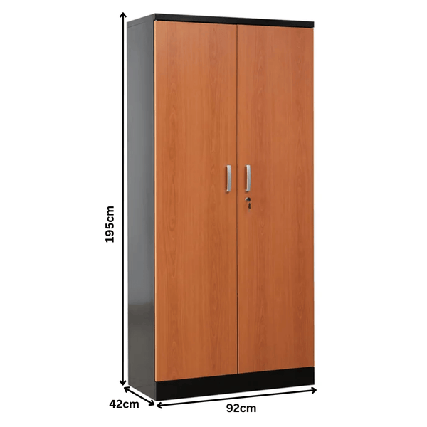 PROREGAL Aktenschrank Beetle 4 Fachböden HxBxT 195 x 92 x 42 cm Schwarz & Erle