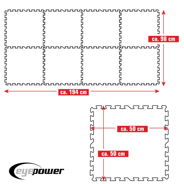 eyepower 8 Große Matten: 1,9m² Poolunterlage 50x50 Boden Poolmatte - Pool Unterlage Outdoor Matte Poolunterlage Matten - Platten für Pool Schutzmatte unter Pool - Bodenmatte Pool Outdoor Puzzlematte