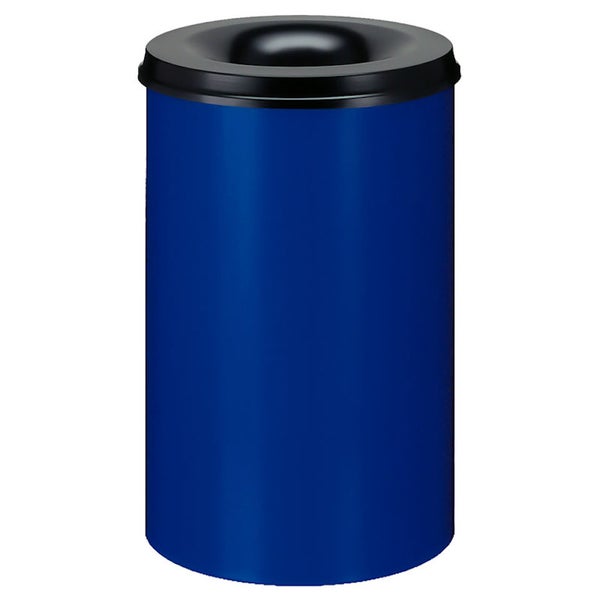 PROREGAL Selbstlöschender Papierkorb & Abfallsammler Aus Metall 110 Liter HxØ 72 x 47 cm Blau & Kopfteil Schwarz