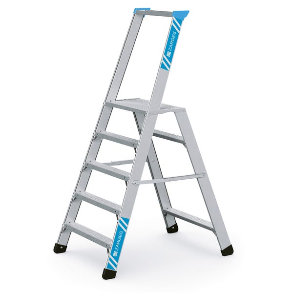 Aluminium Stufenleiter mit fünf Stufen und Zarges Logo