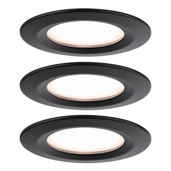 LED Einbauleuchte Nova Plus Coin Basisset starr IP44 rund 78mm Coin 3x6W 3x470lm 230V dimmbar 2700K Schwarz matt