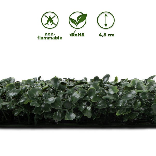 FLOORDIREKT Pflanzenwand - Boxwood Dark-Green - Kunstpflanzenwand zur Dekoration - 50 x 50 cm