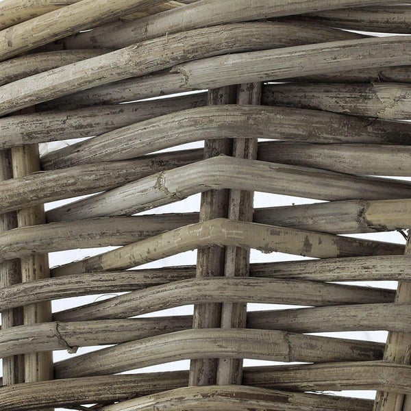 Dekoleidenschaft Pflanzschale Koboo Grey Ø 43x18 cm groß, aus Rattan, rund, grau, Pflanzkorb, Blumentopf,  Pflanztopf für Draußen, Blumenkübel