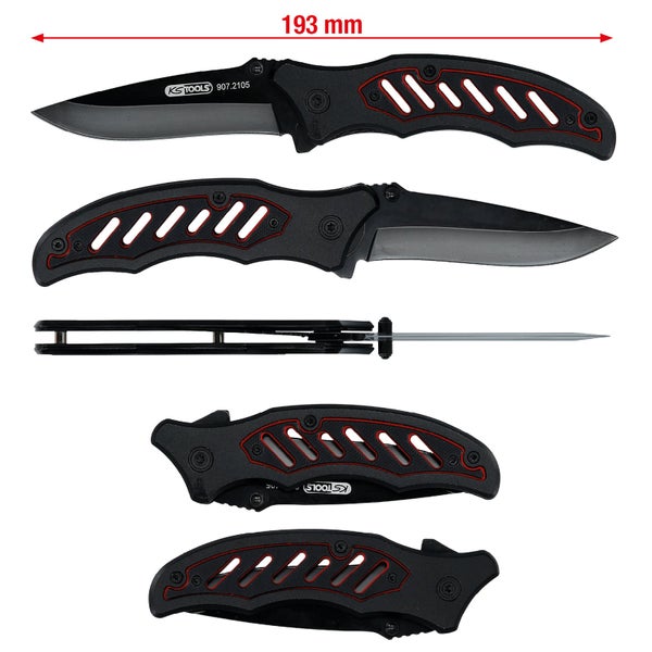 Abbildung eines Klappmessers mit Maßangaben L1, L2 und B