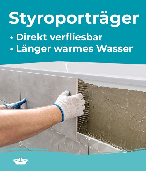 Calmwaters® Premium Badewanne Komplettset 170x75 cm Original, Made in EU, 3in1 Acryl-Badewanne mit Wannenträger & Ablaufgarnitur, Körperformbadewanne, Rechteckbadewanne 170 x 75, 200 l, Weiß, 99000088