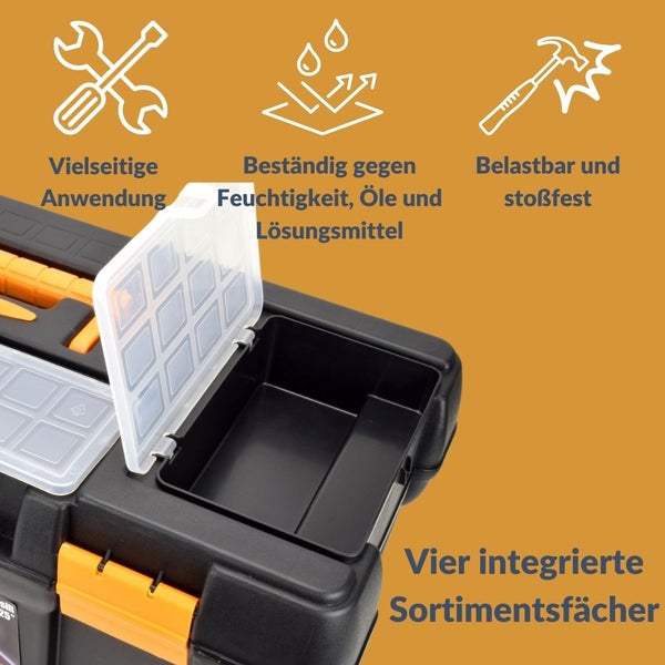 Werkzeugkoffer leer groß Werkzeugkasten Werkzeugkiste Werkzeugkästen Kunststoff Angel Box Kiste Haushalt Tool Box Set 58 x 28 x 25 cm