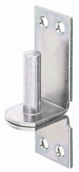 Ein verzinktes Ladenband für Fensterläden mit Montageplatte und Bolzen zum Anschrauben.