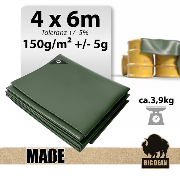 Abdeckplane 4 x 6 Meter, Gewicht circa 3,9 Kilogramm, Marke Big Dean