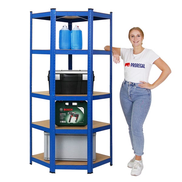 PROREGAL Eckregal Ragnar HxBxT 180 x 70 x 40 cm Fachlast 175 kg Blau