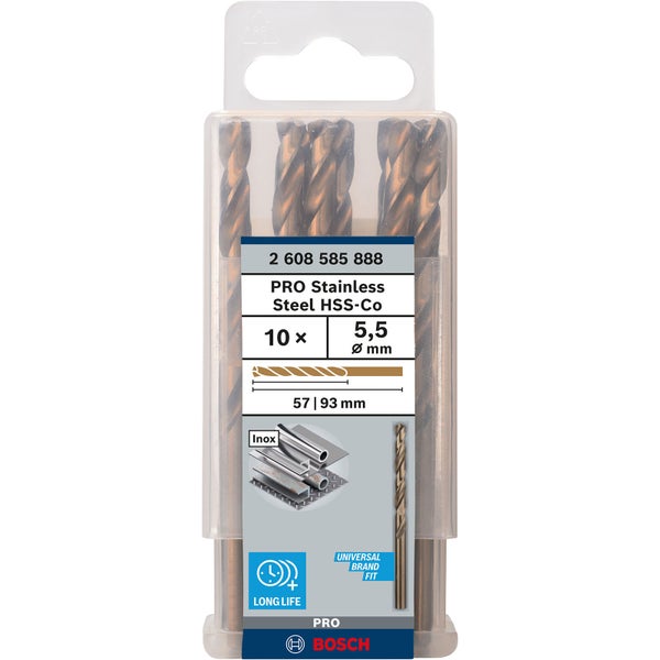 Bosch PRO Stainless Steel HSS-Co Spiralbohrer 5,5 x 57 x 93 mm - 2608585888