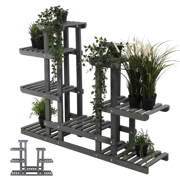 Blumenständer FLORANGE HxBxT 116x95x25cm 8 Ablagen Kieferholz Grau