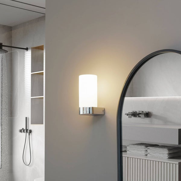 Lucande Wandleuchte, Wandlampe Bad Basolo (spritzwassergeschützt (Modern) in Chrom aus Metall (1 flammig E14) - Wandleuchten Spiegelleuchte Badezimmer Wandbeleuchtung Badezimmerleuchte