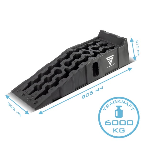 Stahlwerk Auffahrrampe mit den Maßen 905 mm Länge, 300 mm Breite und 215 mm Höhe, Tragkraft 6000 kg