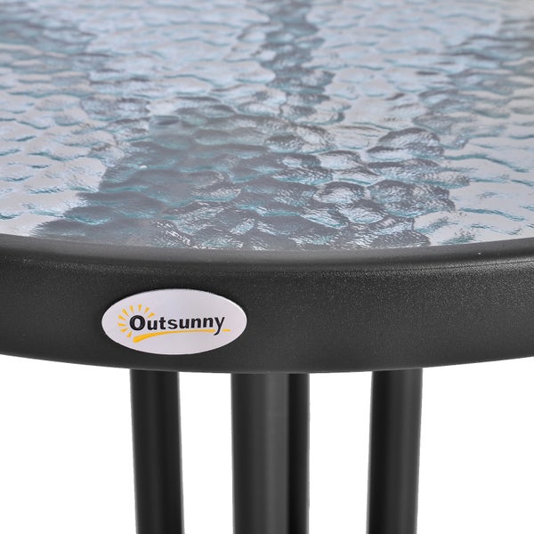 Outsunny Gartentisch ∅60xH70cm, Wetterfest Balkontisch aus Metall, Esstisch mit Wasserkräuselung-Muster Outdoor Campingtisch Beistelltisch, rund Terrassentisch für Garten Balkon Schwarz
