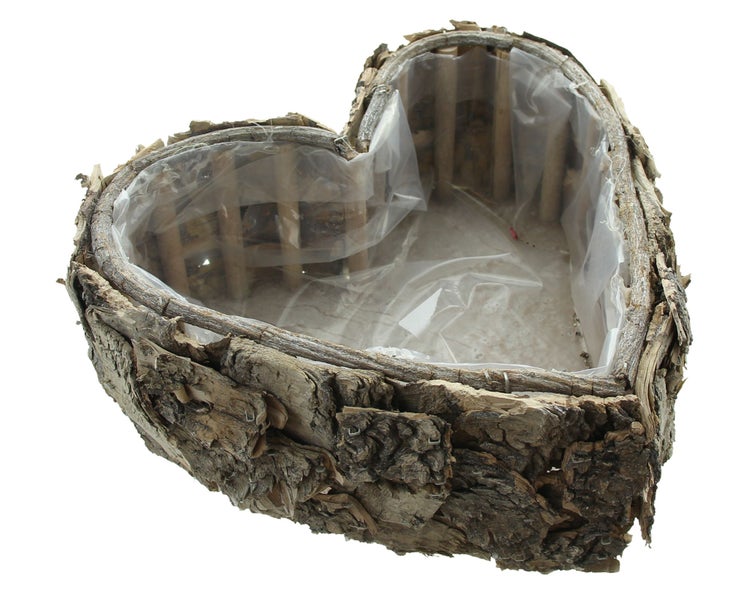 FRANK FLECHTWAREN | Pflanzherz Birkenrinde, BIRKE, HOLZ, Ø 32 x 14 cm
