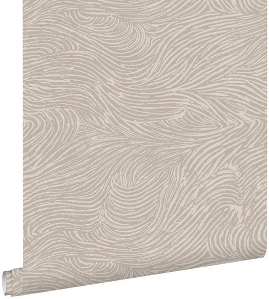 ESTAhome Tapete 3d Wellenförmige Linien Taupe - 50 x 900 cm - 139661