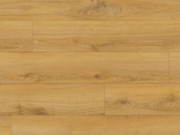 Laminatboden in Eichenholzoptik mit natürlicher Holzmaserung und Astlöchern für eine rustikale Wohnraumgestaltung