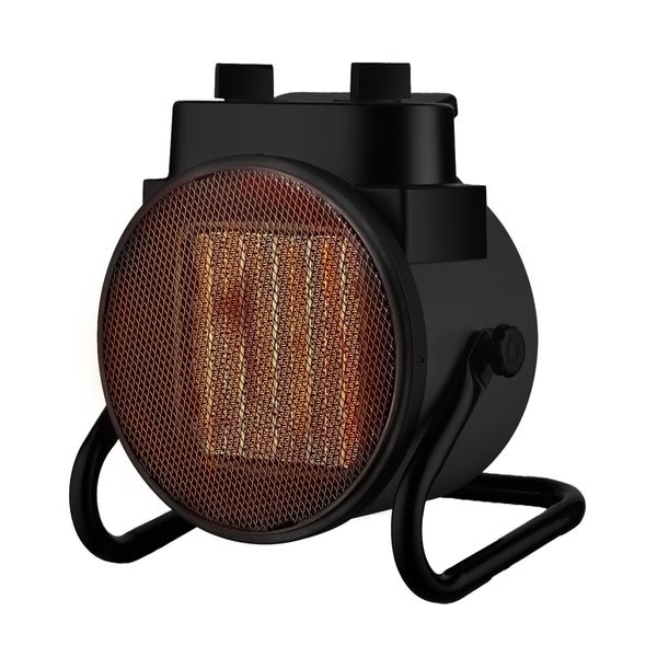 Schwarzer Heizlüfter mit Schutzgitter