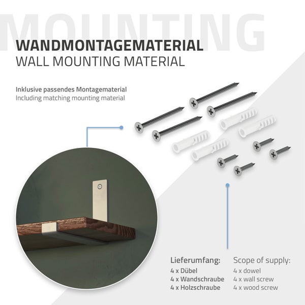 ML-Design 8 Stück Regalhalterung 20x4x14 cm, Grau, aus Metall, 8 Zoll Regalhalterungen, Industrielle Regalwinkel, Regalträger für Wandmontage, 90 Grad Wandhalterung, L-Form Wandregal, inkl. Schrauben