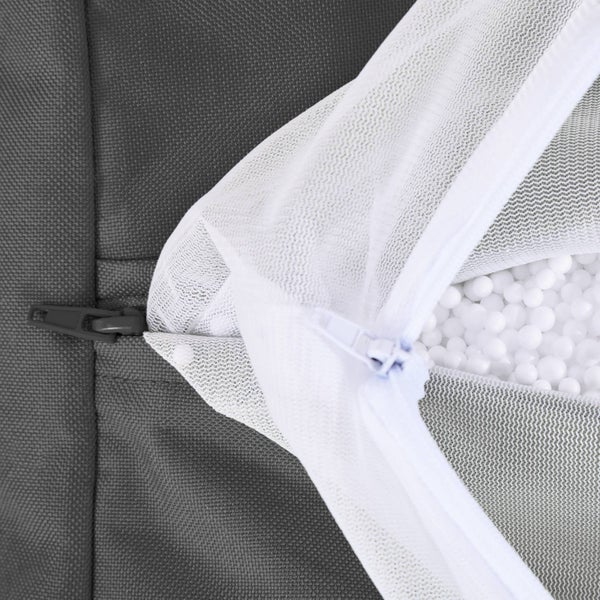 Green Bean Sitzsack-Hocker 40x40x40cm mit EPS-Perlen Füllung - Fußhocker Fußkissen Sitz-Pouf für Sitzsäcke - Bodenkissen für Kinder und Erwachsene - Fußablage Sitzkissen Sitzhocker Grau