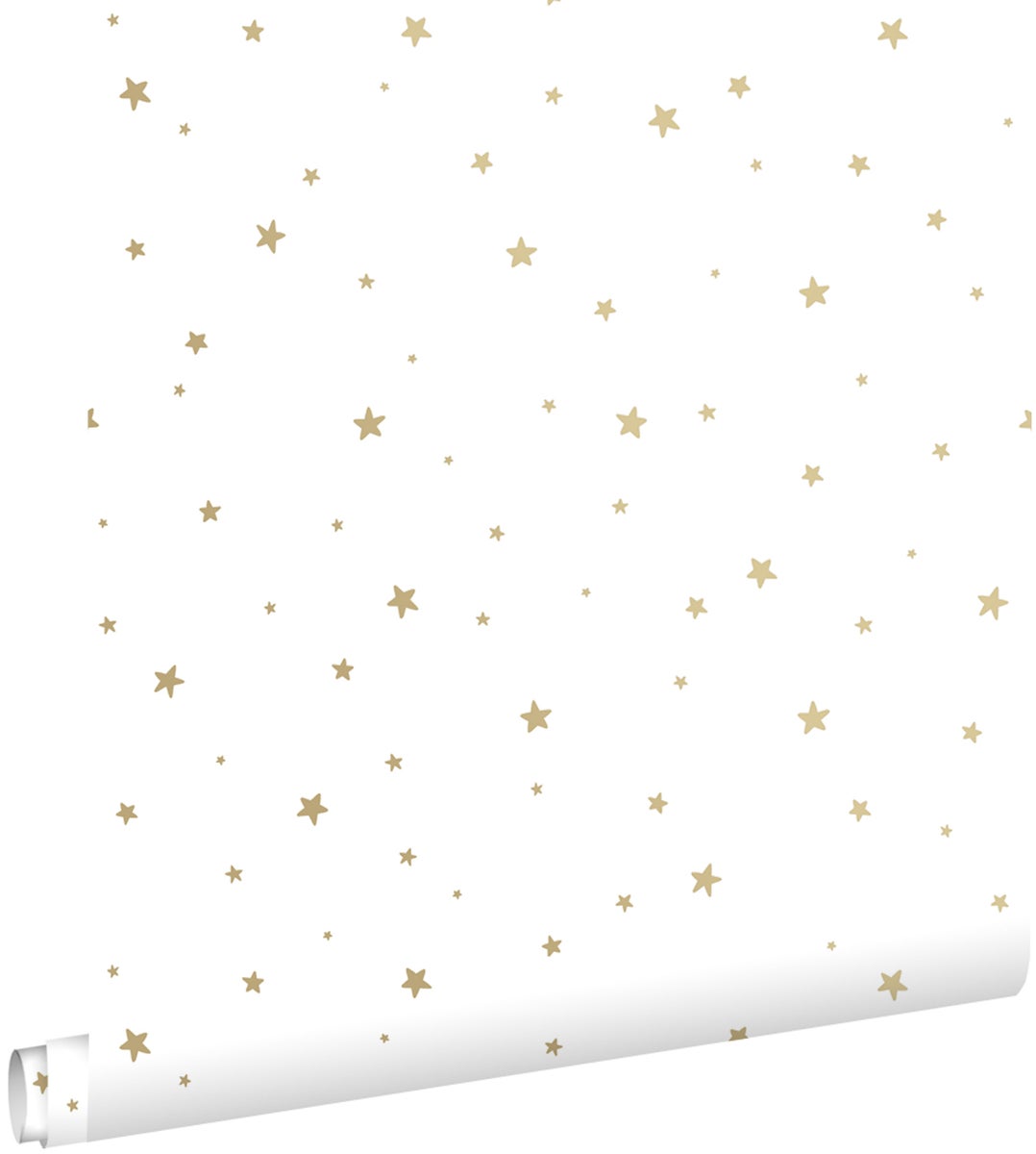 ESTAhome Tapete kleine Sterne Weiß und Gold - 0,53 x 10,05 m - 139259