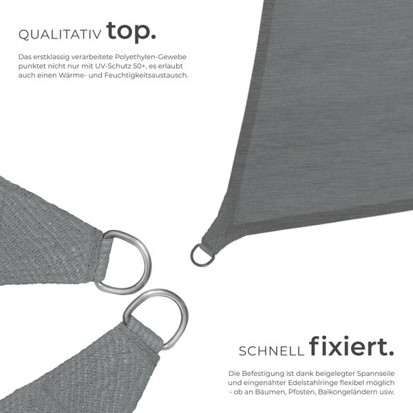 Sonnensegel tectake  inklusive Spannseile rechteckig mit UV-Schutz 50+ grau