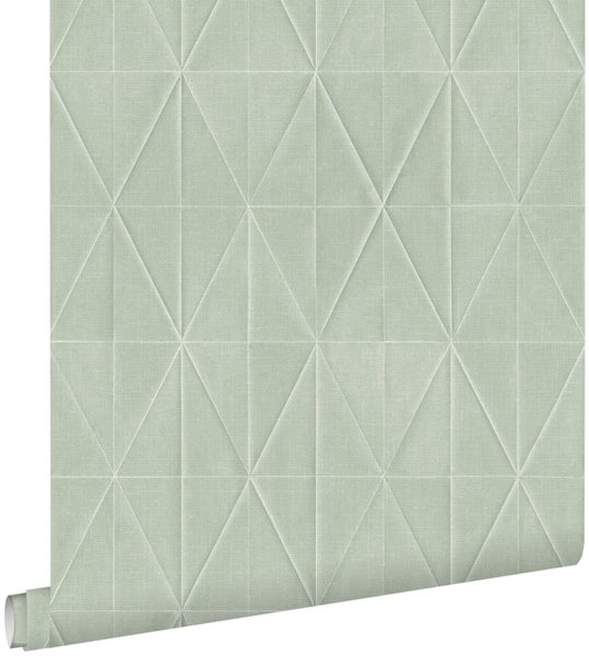 ESTAhome Tapete Origami-Muster Seladongrün - 53 cm x 10.05 m - 148713