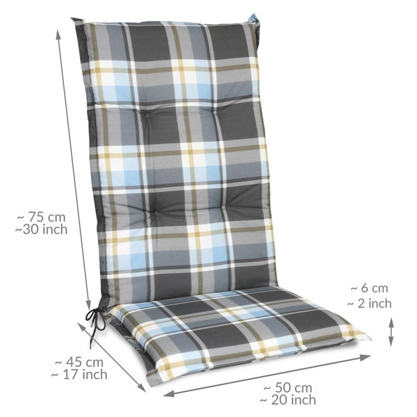 Beautissu Sunny BK Hochlehner 120x50x6cm Blau Kariert