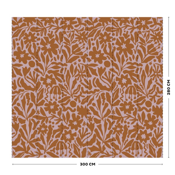 Tapete mit Blumenmuster, 300 cm breit und 280 cm hoch